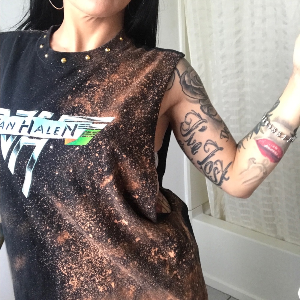 ▪️restyled | Bleached Bling VANHALEN muscle tee▪️